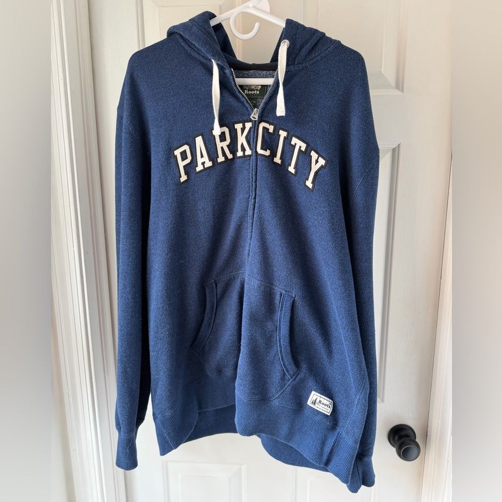 Roots Canada Park City Zip Up Blue Hoodie Sweatshirt Jacket Women's Size XXL